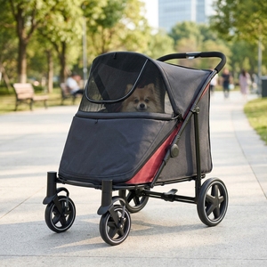 <span class=keywords><strong>Poussette</strong></span> pliable à 4 roues en acier carbone <span class=keywords><strong>pour</strong></span> chiens et chats, <span class=keywords><strong>pour</strong></span> les voyages en plein air PC400K - Product Image 6