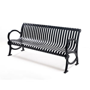 Mobilier d'extérieur, banc 3 places en métal antirouille pour parc extérieur avec cadre en acier moulé enduit de poudre pour jardin et patio - Product Image 3