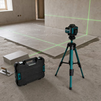 Niveau laser de qualité industrielle à faisceau vert avec trépied, alimenté par batterie au lithium, pour travaux de plancher surélevé et de réaménagement de bureaux