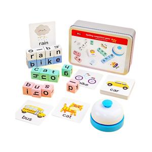 Juguetes para Niños, Juego de Bloques de Madera, Tarjetas de Palabras en Inglés, Rompecabezas de Palabras de Madera, Cubo Cambia-Expresiones, Juego de Mesa de Batalla Multijugador - Product Image 1