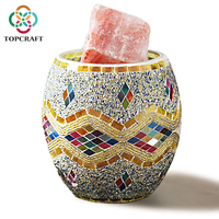 Lampe en verre mosaïque faite à la main pour petite amie, lampe de Table à sel de l'himalaya