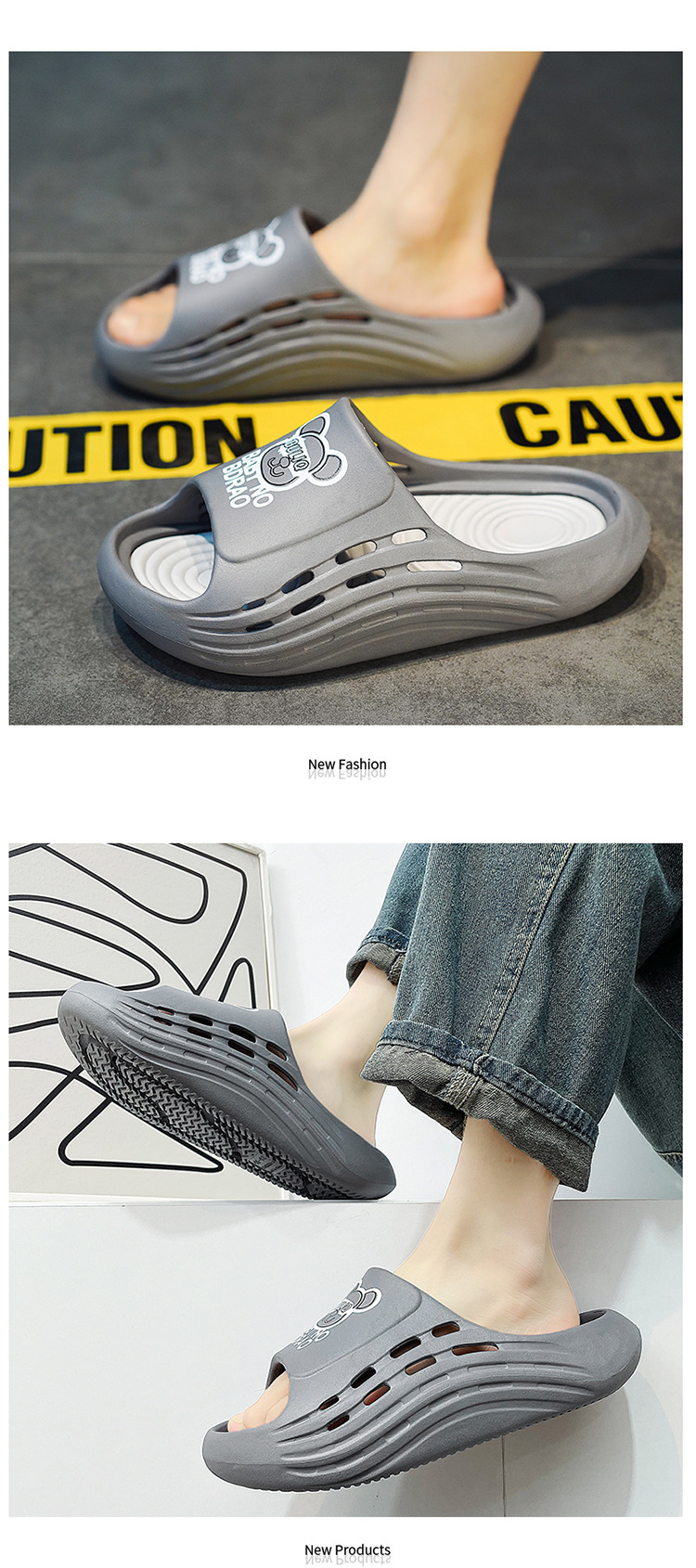 Summer EVA Footwear Thick Sole Non-slip Lightweight Female Beach Men Slippers Sandals