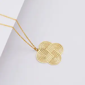 Hoge Gepolijste Roestvrij Staal Solomon Knoop Ketting, Heilige Geometrie Spirituele Ketting, Keltische Knoop Voor Vrouwen Unisex