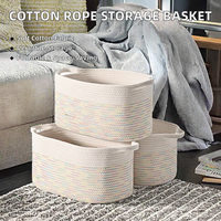 Panier de rangement multifonctionnel pliable en corde de coton tressée, gain de place, pour jouets, cadeaux, linge sale