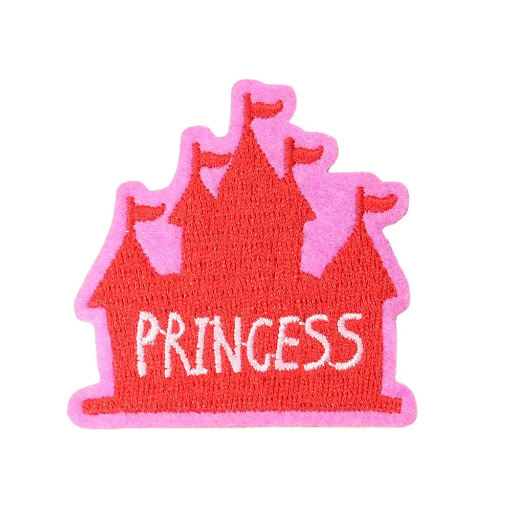 Creative everything with pink embroidered cloth applique clothing accessories back glue princess patch