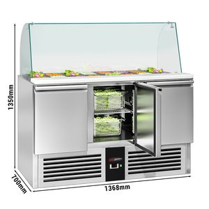 GGM gastro saladette ประตู Cooling-1368mm-Triple โต๊ะแบบพรีเมี่ยม, ด้านบนเป็นกระจกสูง-A +++ ประหยัดพลังงาน-ละลายน้ำแข็งอัตโนมัติสำหรับ - Product Image 2