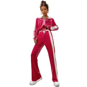 Plus Sizes Apparel Manufacturer Women's Clothing Velvet Track Suits For Women Zip Up Sweatsuit Set Tracksuit 2 Piece Set