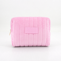 Trousse de Maquillage Matelassée en Velours Côtelé Grande Capacité, Sac de Toilette Gonflé pour Femme, Étui de Rangement Cosmétique et Soins de la Peau avec Fermeture Éclair