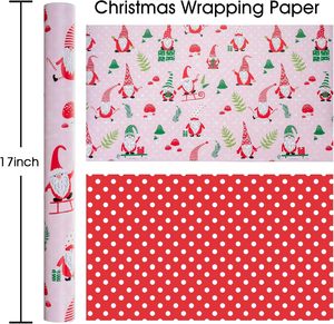 Christmas gift wrapping <b>paper</b> featuring cartoon gnomes mushrooms and a Christmas tree <b>pattern</b> Double sided printing Customizable - Product Image 2