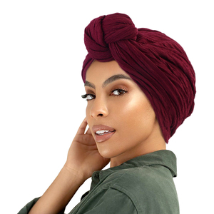 Nouveauté <span class=keywords><strong>Foulard</strong></span> <span class=keywords><strong>Turban</strong></span> à Volants Couleur Unie Islamique Chapeau <span class=keywords><strong>Chimio</strong></span> Noué Bonnets pour Femme - Product Image 1