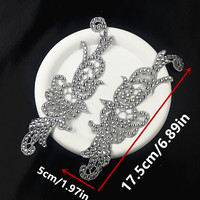 Applique de dentelle brodée de luxe faite à la main avec strass en cristal AB à coudre pour robe de mariée, accessoires de bricolage