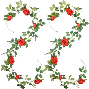 Guirlandes de roses artificielles Zhaoping, fleurs en soie rouge pour arche de mariage, décorations de fête et de jardin - Product Image 1