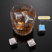 Ensemble de glaçons réutilisables en acier inoxydable 304, écologiques, argentés, personnalisables avec impression pour les glaçons - Accessoires pour boissons