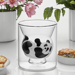 Mug <span class=keywords><strong>Panda</strong></span> en Verre Borosilicate à <span class=keywords><strong>Double</strong></span> <span class=keywords><strong>Paroi</strong></span>, Capacité 270 ml, Fait Main, Durable, Moderne, à Thème Animal de Dessin Animé, <span class=keywords><strong>Tasse</strong></span> à Café/Thé - Product Image 4