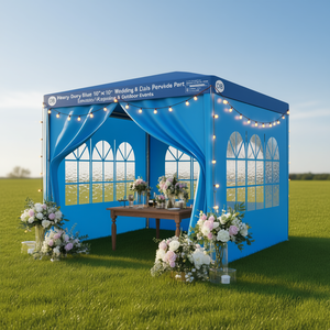 Carpa para Fiestas y Bodas DB Resistente Azul de 10'x10' con Paredes de PVC y Estructura de Aluminio para Eventos al Aire Libre - Product Image 2