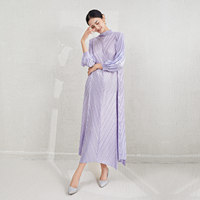 Vente en gros de robes plissées pour femmes à col rond et amples pour femmes, robe longue décontractée pour femmes, grande taille