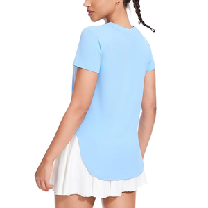 เสื้อยืดกีฬาฟิตเนสของผู้หญิงแห้งเร็วเสื้อใส่วิ่งเล่นโยคะระบายอากาศได้ดีโลโก้ตามสั่ง - Product Image 4