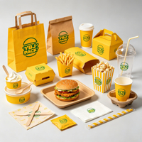 Boîtes d'emballage en papier pour hamburgers à emporter, logo personnalisé, poulet à emporter, contenants jetables de qualité alimentaire pour la restauration rapide