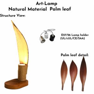 Abat-jour de lampe de table en fer et <span class=keywords><strong>rotin</strong></span> en forme de feuilles de <span class=keywords><strong>palmier</strong></span> LED moderne, décoratif artistique, éclairage confortable et dimmable pour salle de bain - Product Image 6
