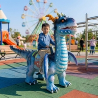 Manège électrique LEDuole pour parc d'attractions, 1 place, dinosaure à rotation 360°, simulation d'excavatrice réelle, en fibre de verre, pour extérieur