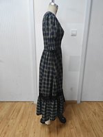 Robe maxi trapèze personnalisée, robe à col carré classique, technologie d'impression rétro estivale