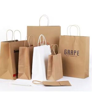 Large Luxury Kraft Paper Bag Various Patterns <b>Biodegradable</b> Recyclable for Supermarket Use-for Food Cosmetic <b>Packaging</b> Garment - Product Image 3