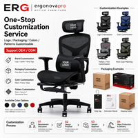 Fauteuil de bureau ergonomique Ergonovapro Premium avec repose-pieds extensible, inclinaison profonde à 135 degrés, dossier haut en mesh, fauteuil de direction