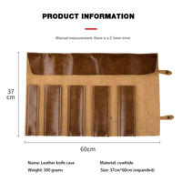 Sac de rangement pour couteaux de cuisine, housse portable en cuir véritable, housse de chef professionnelle de 3,5 à 8 pouces, sac à dos universel pour 5 couteaux