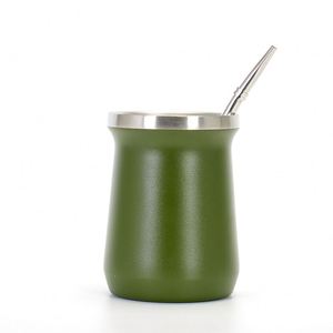 <b>Reusable</b> Tumbler Double Wall 304 Stainless Steel 8oz Tea Mug Yerba Mate <b>Cup</b> With Straw - Product Image 2