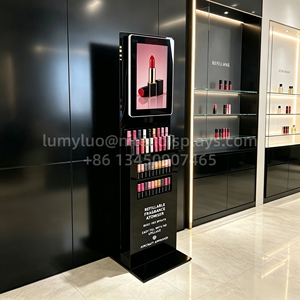 Freestanding Floor Cosmetic Display <b>Stand</b> With Digital <b>Screen</b> Lipstick Perfume Retail Display Rack For Shopping Mall - Product Image 3