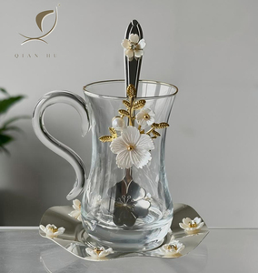 Nuovo Arrivo 2026: Set di Tazze da Tè Turche QIAN HU di Lusso Leggero con Bordo Dorato, Tazze in Vetro per Espresso e Caffè per 6 Persone - Product Image 2