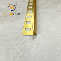 DECORTRIM - Perfil de Aluminio Abierto para Azulejos de Cuarto de Círculo, para Fijación Directa y Cubrimiento de Espacios
