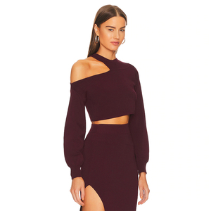 <span class=keywords><strong>Ensemble</strong></span> haut court <span class=keywords><strong>et</strong></span> <span class=keywords><strong>jupe</strong></span> <span class=keywords><strong>pull</strong></span> pour femme tricots découpés à une épaule pour l'été Style décontracté épaisseur courte 2 pièces - Product Image 3