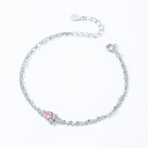 Pulsera de Doble Capa de Plata de Ley S925 con Circonita Rosa Flor de Cerezo - Regalo de Aniversario para Mujer - Product Image 3