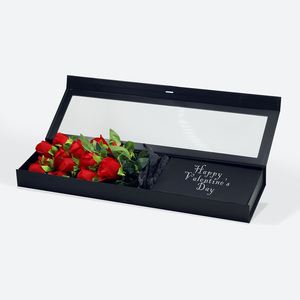 Caja de Regalo de Cartón Floral Negra con Tapa Magnética, Disponible en Stock - Product Image 4