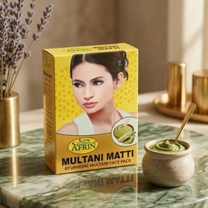 Masque facial en poudre Afrin Multani Matti pour une peau éclatante, argile naturelle Fullers Earth, nettoyant facial pour hommes et femmes, 100g - Product Image 1