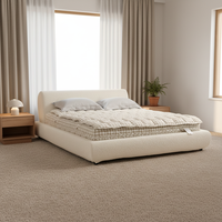 OEM Modernes Weißes Stoffbett mit Edelstahl-Panel-Design Komfortables & Langlebiges Kingsize-Bett für Schlafzimmermöbel