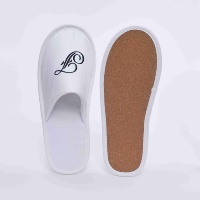 Chaussons jetables pour hôtels et maisons, 100% coton gaufré, bout fermé, semelle en liège écologique, logo personnalisé, vente en gros