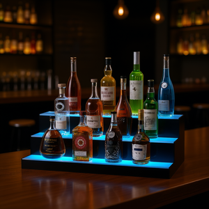 3 Step <b>Led</b> Lighted Liquor Bottle Display Bar Shelf With App <b>Control</b> Modern Bar Furniture Acrylic Wall Mount 30 Inch - Product Image 2