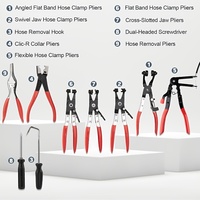 Jeu de pinces à collier de serrage à long manche OEM Rouge Bleu 9+1 pièces, outil flexible pour sangles plates 11/16-2-1/2 pouces, outils manuels automobiles robustes de haute qualité