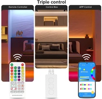 Controlador Remoto por Aplicación de 12V, Tira de Luces LED Multicolor, Cambio de Color SMD 5050 IP20 PVC, Luces RGBW, Iluminación Ambiental
