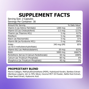 High Absorption Collagen Keratin <b>Supplement</b> Hair Growth Capsule Support Healthy Hair Skin Nails Biotin Capsules 25000mcg - Product Image 2