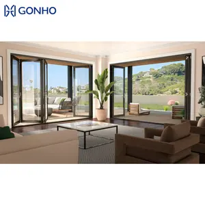 GONHO Wholesale Double Vertical Sliding Accordion Aluminium Folding Door System Design Waterproof