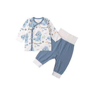<span class=keywords><strong>Pijama</strong></span> de Bebé de Algodón Orgánico y Spandex, Suave, Transpirable, Delgado, Cintura Alta, Protección Abdominal, Conjunto de Dos Piezas, Estampado Animal, Cierre a Presión - Product Image 2