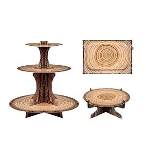 DAMAI Cupcake <b>Stand</b> Decoration <b>3</b> <b>Tier</b> Western Party <b>Cake</b> Holder Wood Cupcake <b>Stand</b> Decor for Woodland Party Supplies - Product Image 1