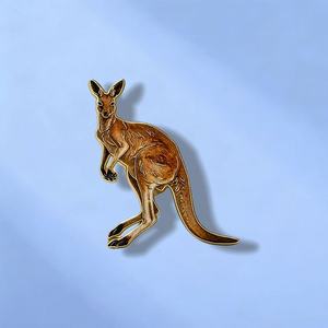 Broche unisexe tendance en alliage de zinc plaqué nickel noir, motif kangourou australien réaliste, pour veste et sac à main - Product Image 1
