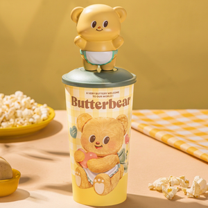 Genuine Butter <b>Bear</b> Shaped Cartoon Cup-Butter <b>Bear</b> Doll Toy <b>Cute</b> Design Straw Type Thermal Insulation Environmental Protection - Product Image 1
