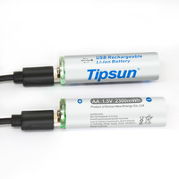 Batterie Li-ion rechargeable AA en gros, Tipsun 1.5V 2300mWh, USB Type-C, approvisionnement en vrac