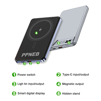 Batterie externe portable mini magnétique puissante 10000mAh 5000mAh avec écran LED, charge rapide sans fil magnétique, Power Bank mince