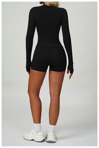 Gh 3 Pcs Thiết Lập Phụ Nữ Thể Thao Mặc Chạy Quần Short Dài Tay Áo Áo Khoác Đào Tạo Phù Hợp Với Tập Thể Dục Áo Ngực Tập Thể Dục Xà Cạp Yoga Set Cho Phụ Nữ - Product Image 4